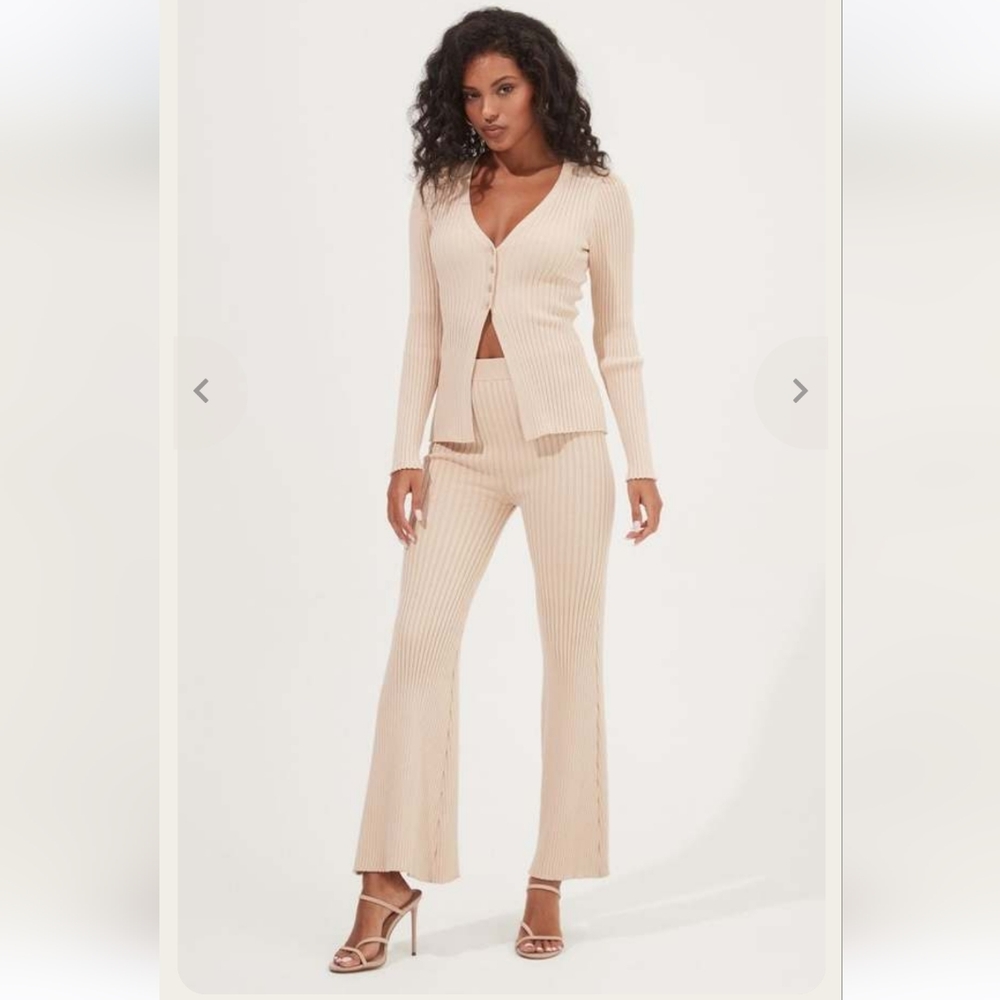 ASTR THE LABEL MAIDA RIBBED SET (CARDIGAN & MATCHING PANTS)